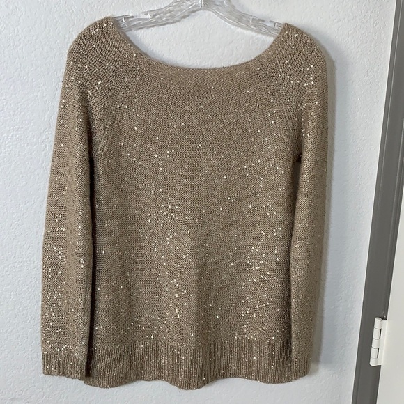 Benetton Gold Sequin Knit Sweater Top - Picture 6 of 10